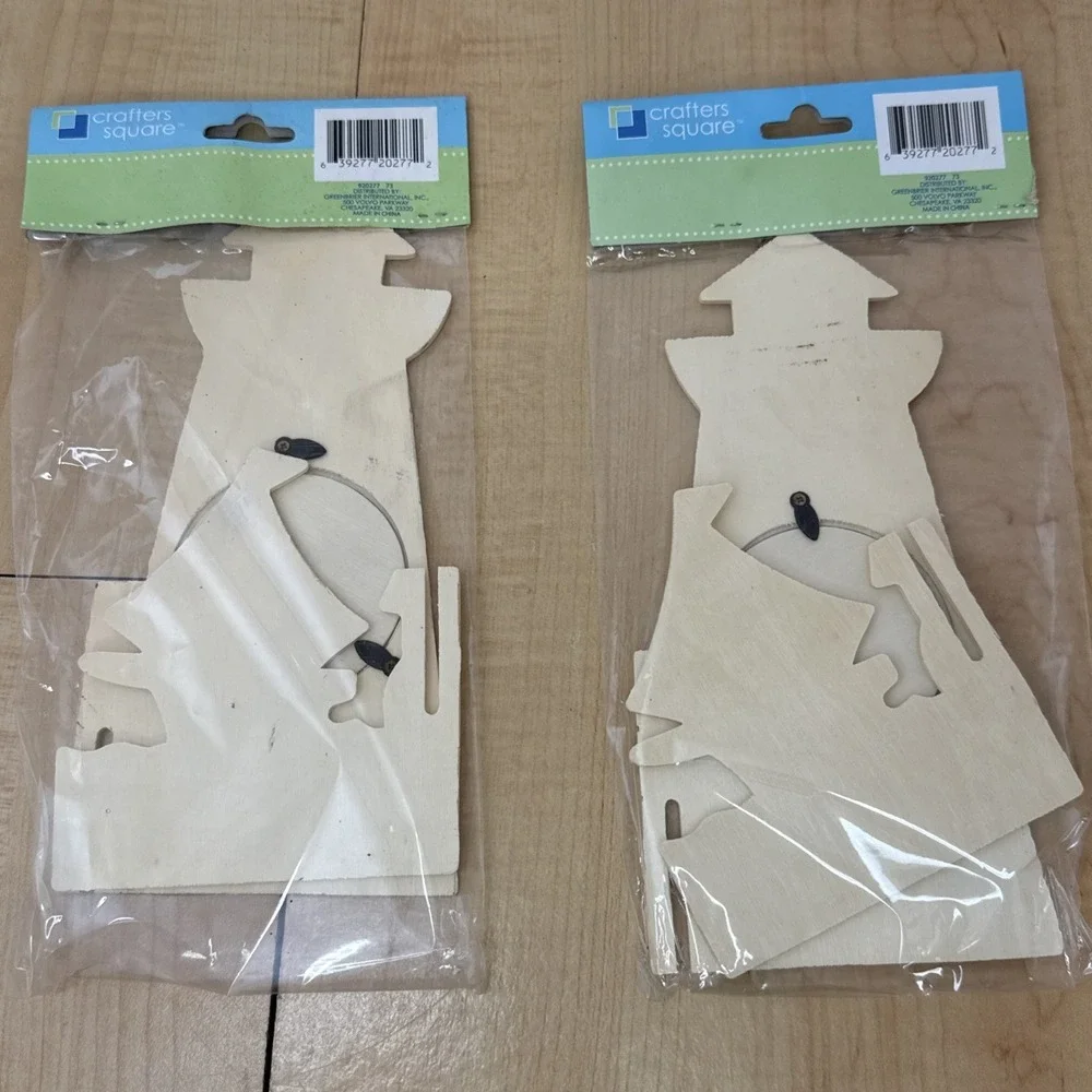 2 Crafters Square Paint-Your-Own Lighthouse Wood Picture Frame Kits New Sealed